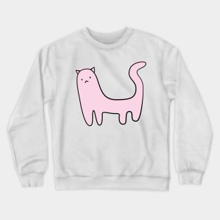 Cute Silly Simple Minimalist Pastel Pink Cat Crewneck Sweatshirt